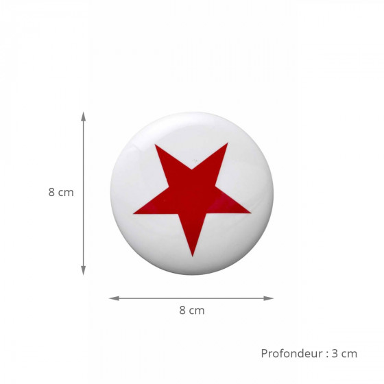 3 patères rondes en céramique blanche avec imprimé rouge (Large)