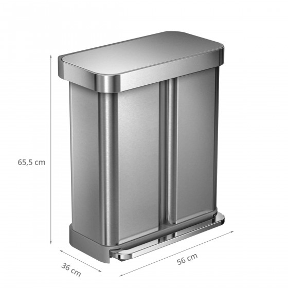 Poubelle de tri 2 compartiments (58 Litres) Simple Human
