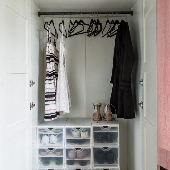 Module de rangement pour 4 paires de chaussures blanc avec porte transparente