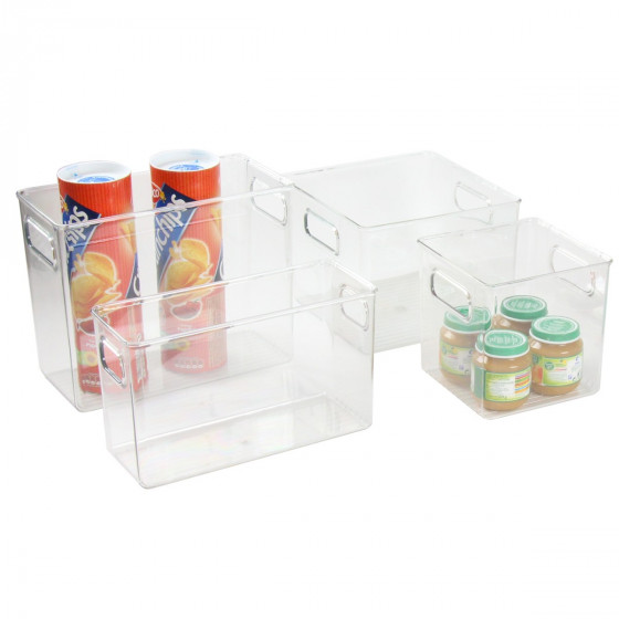 Organisateur rectangulaire M de réfrigérateur ou placard en plastique transparent