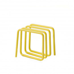 Porte-revues et courrier en métal peint jaune
