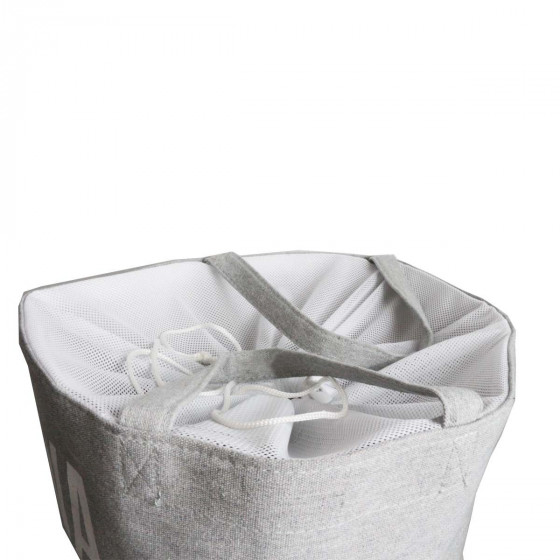 Panier à linge gris en tissu avec insription Wash it
