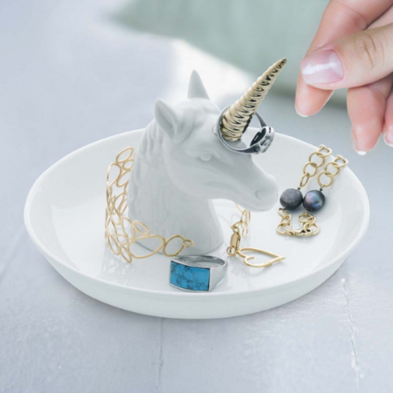 Coupelle à bijoux en porcelaine Licorne