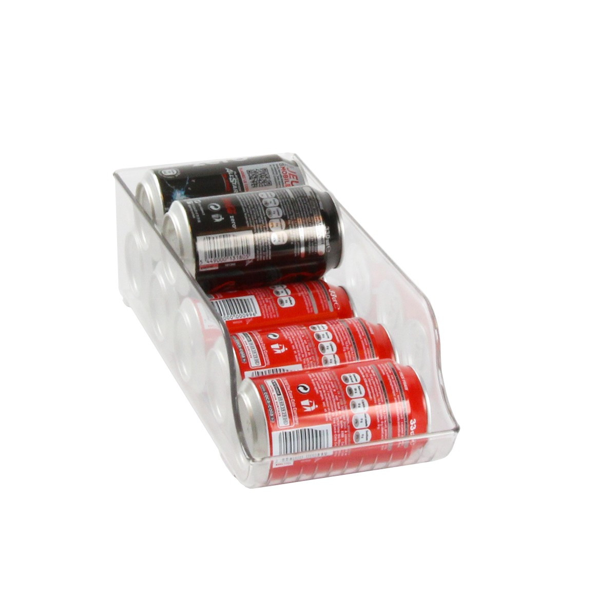 cadre métallique avec peinture de cuisson anti-corrosion support de canettes distributeur de soda peut contenir 10 canettes Organisateur de canette de soda à 2 étages pour réfrigérateur blanc
