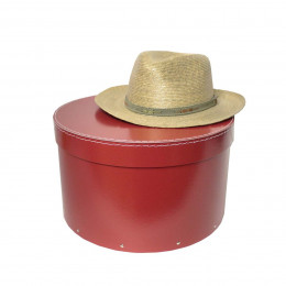 Boîte à chapeaux rouge avec ruban blanc (M)