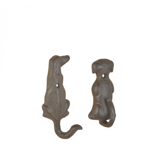 Lot de 2 patères chien en fonte