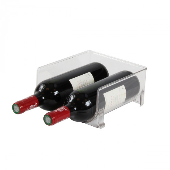 Range-bouteilles pour 2 bouteilles de vin empilable en plastique transparent