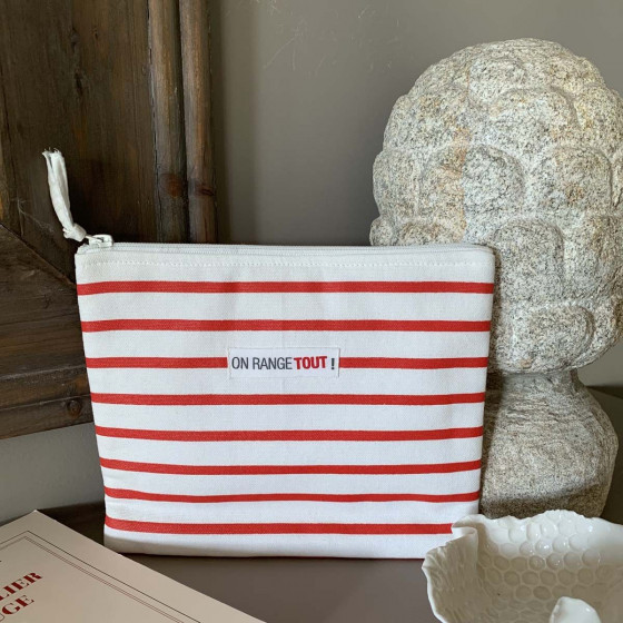 Maxi pochette rayée rouge et blanc