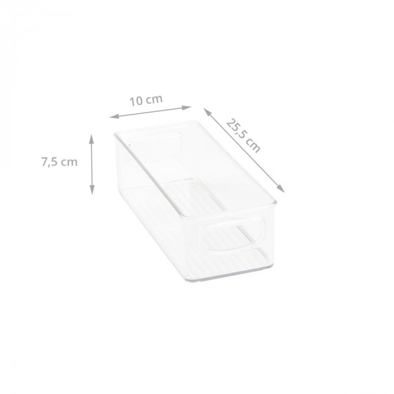 Bac en plastique S transparent et empilable pour organiser placards et tiroirs