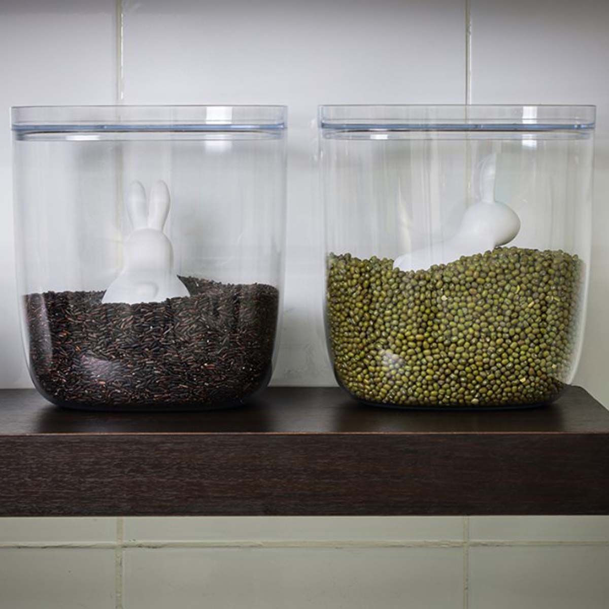 Boîte alimentaire en plastique recyclé transparent et cuillère mesure en  forme de lapin - Cuisine - ON RANGE TOUT