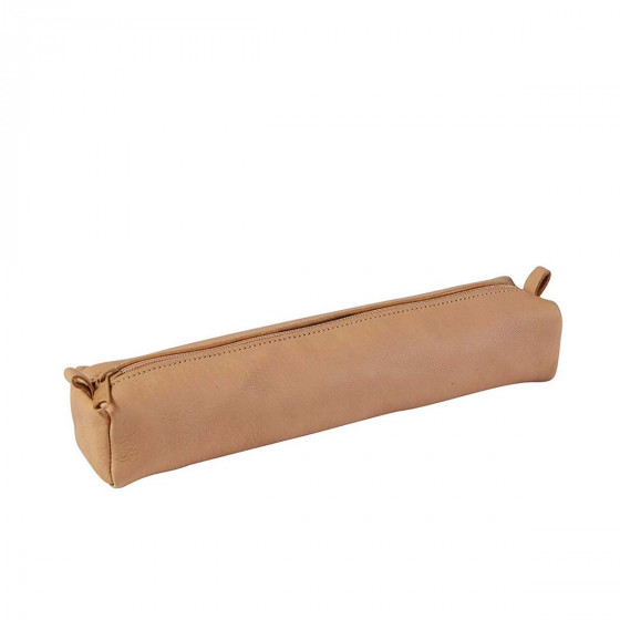 Trousse carrée en cuir naturel
