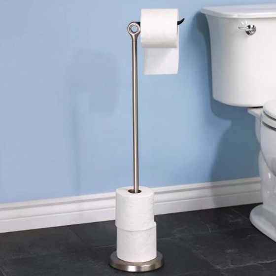 Réserve et dérouleur de papier toilette en métal