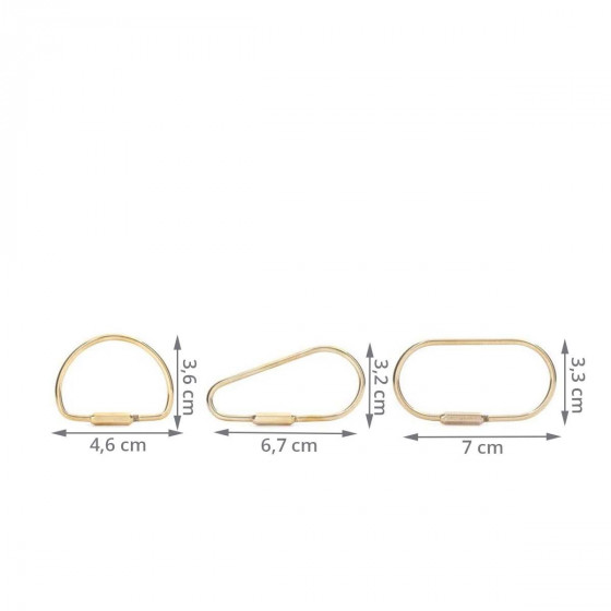 3 grands anneaux porte clés en laiton