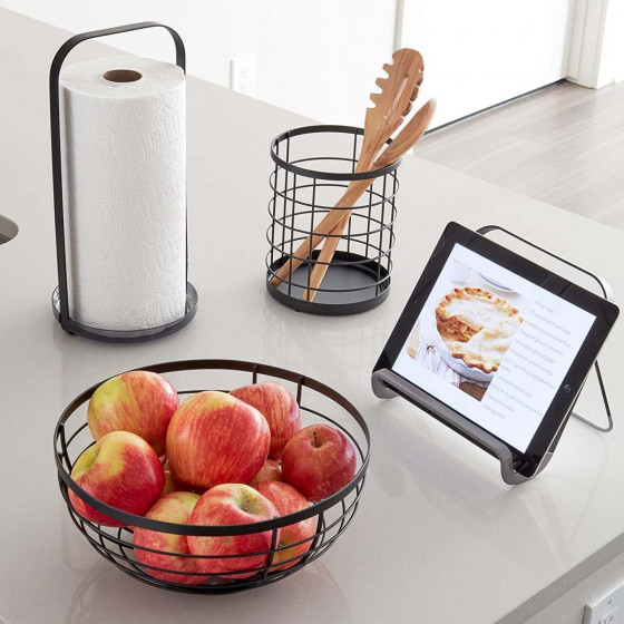 Pot à ustensiles en métal noir