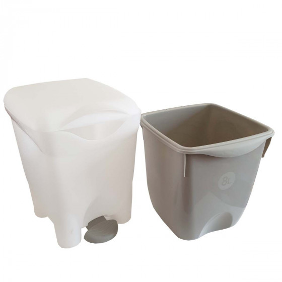 Poubelle de salle de bain 8 litres avec seau intérieur et pédale