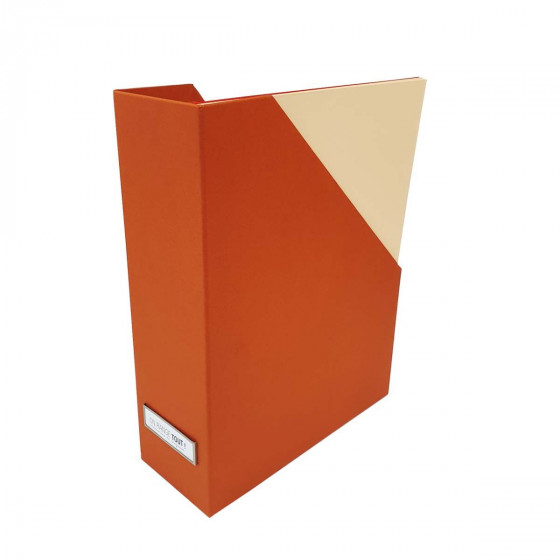 Range documents en carton blanc et papier laminé terracotta et porte étiquette
