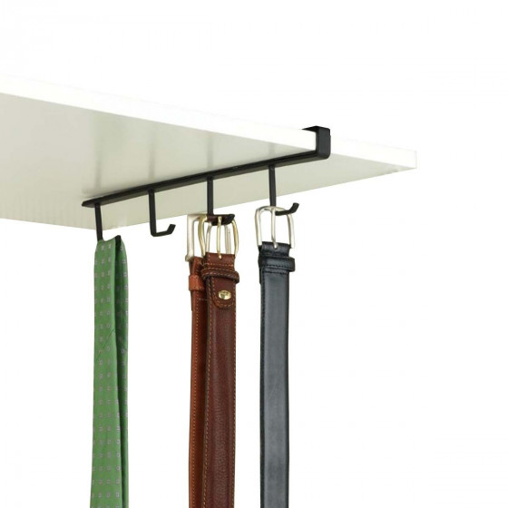 Accroche ceintures en métal noir pour placard