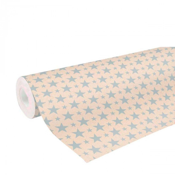 Gros rouleau de papier cadeau 50 mètres kraft à étoiles
