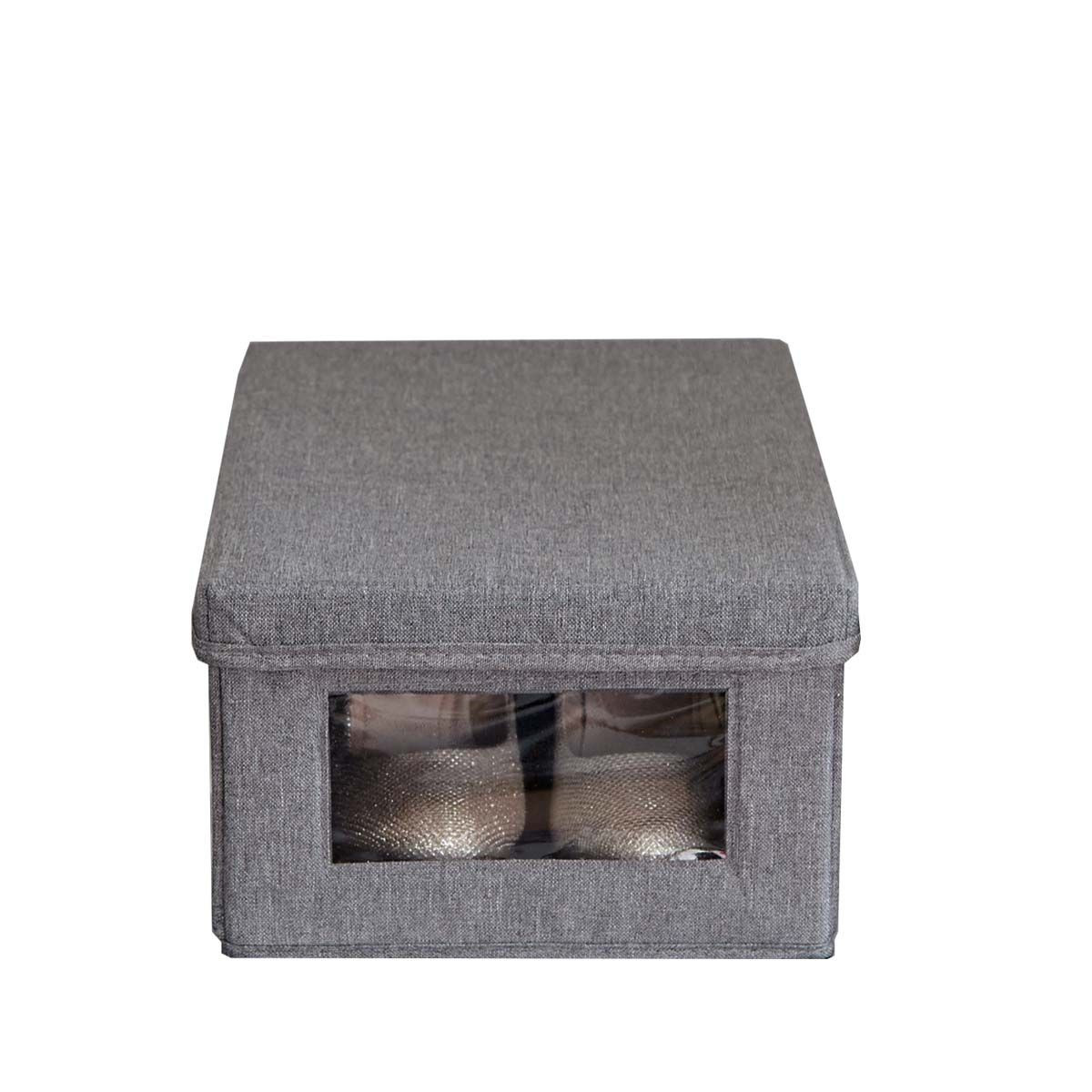 Boîte de rangement cube - tissu gris chiné - ON RANGE TOUT