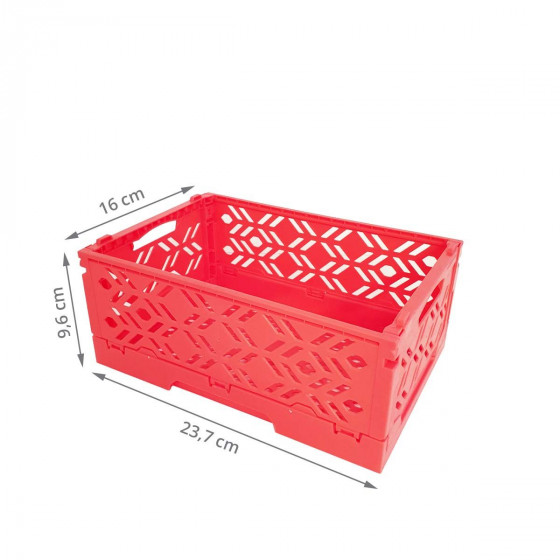 Mini Cagette en plastique rose orangé empilable et pliable 