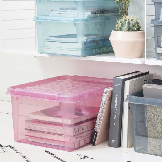 Boîte de rangement en plastique rose 14 litres