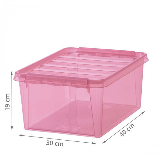 Boîte de rangement en plastique rose 14 litres