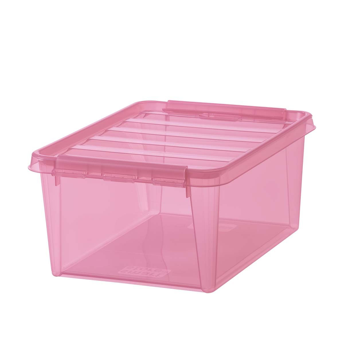 Boîte de rangement transparente & rose - 14 litres - ON RANGE TOUT