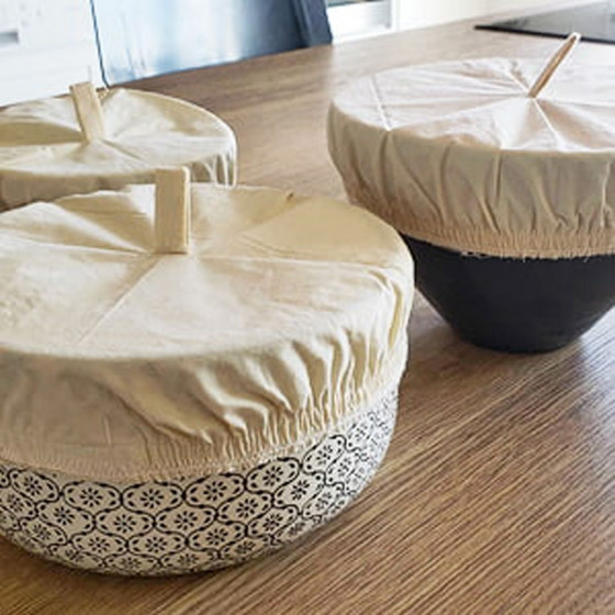 3 couvre saladiers lavables en coton bio