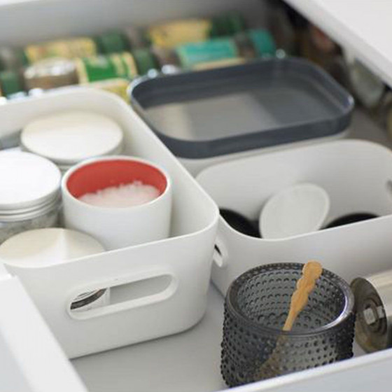 Boîte de rangement en plastique blanc pour cuisine ou salle de bain S
