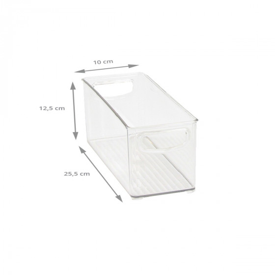 Haut bac en plastique S transparent et empilable pour organiser placards et tiroirs
