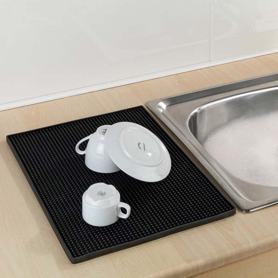 Tapis égouttoir en silicone noir