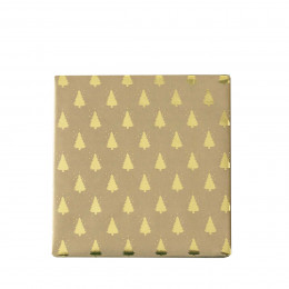 Rouleau de papier cadeau sapins dorés - 3 mètres