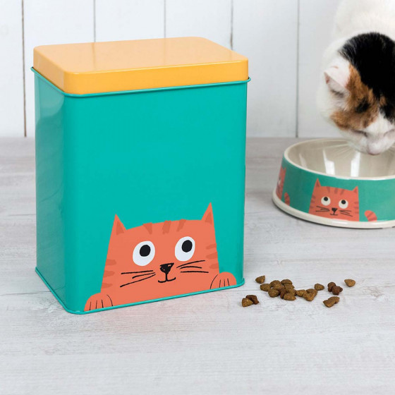 Boîte à croquettes chat métal