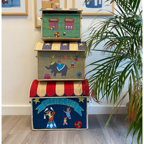 Petit coffre cirque en raphia pour enfant