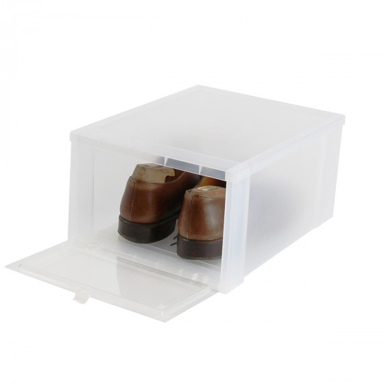 Boîte à chaussures en plastique transparent avec porte frontale