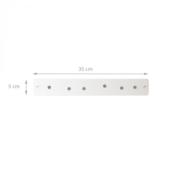 Petite barre magnétique murale blanche avec 6 aimants fins et puissants