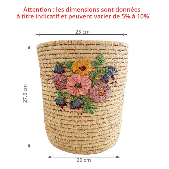 Corbeille à papier en raphia