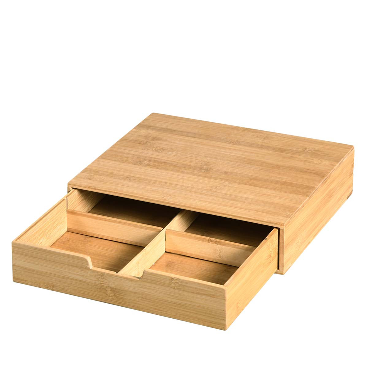 Boîte tiroir en bambou avec compartiments - 8x34x31cm - ON RANGE TOUT