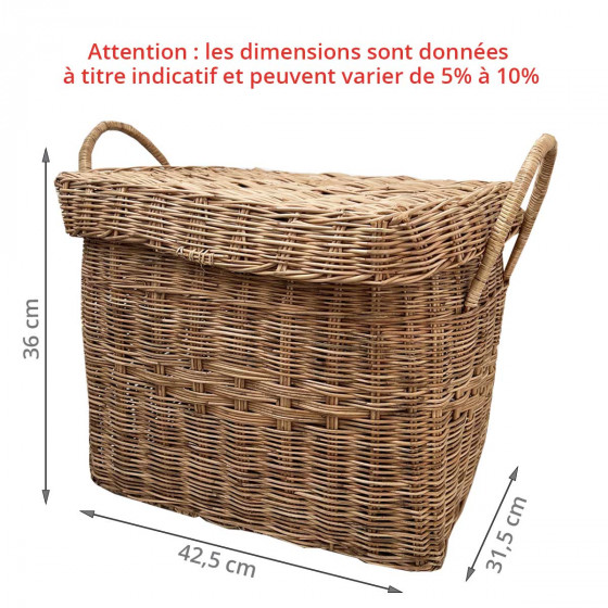 Panier de rangement en rotin avec couvercle
