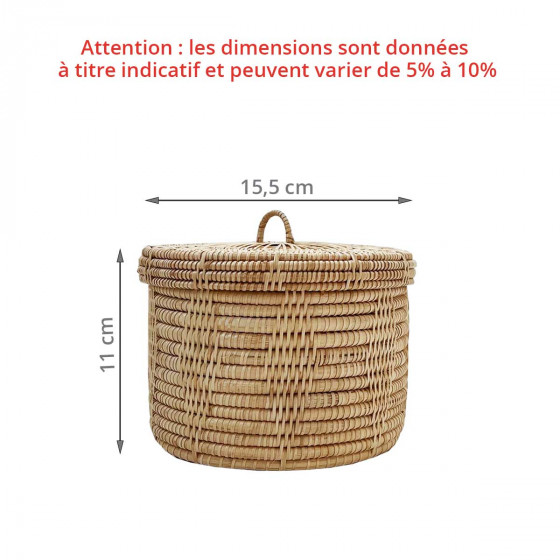Boîte ronde en rotin du Cambodge