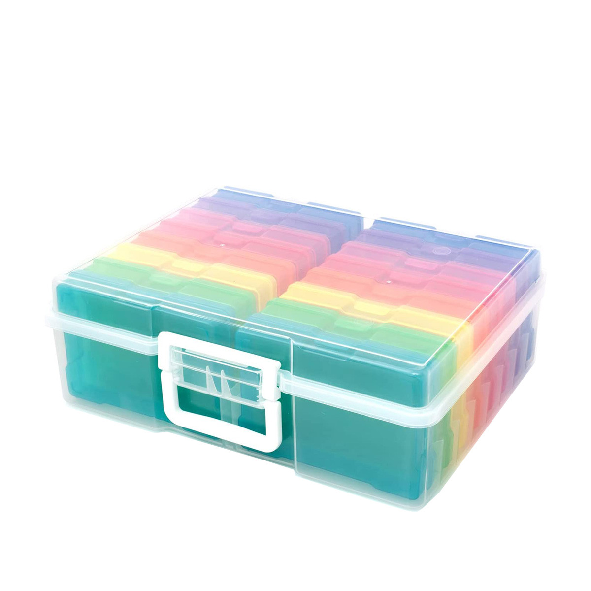 Mallette de rangement pour photos 10x15 - Avec 16 boîtes colorées