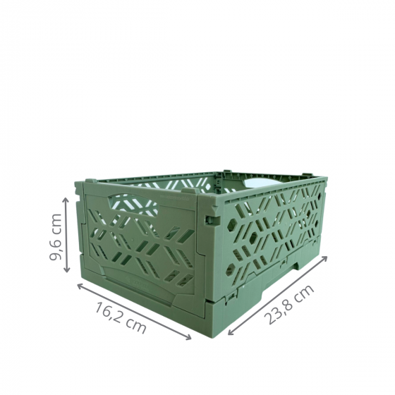 Mini Cagette en plastique vert amande empilable et pliable