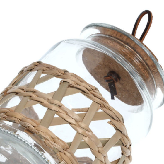 Bocal en verre avec paille tressée 610 ml