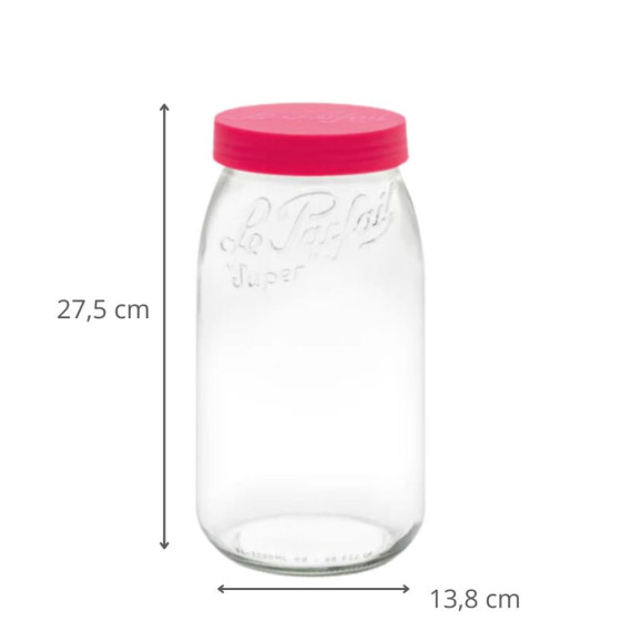 Bocal de conservation en verre 3L rouge