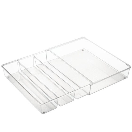 Range-couverts télescopique et transparent à 4 compartiments