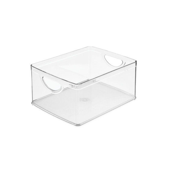 Haut bac en plastique L transparent et empilable pour organiser placards et tiroirs
