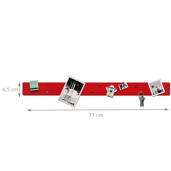 Barre magnétique murale rouge avec 12 aimants fins et puissants
