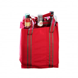 Sac à bouteilles en tissu rouge avec 9 compartiments