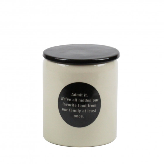 Pot en céramique crème avec pastille et couvercle noirs