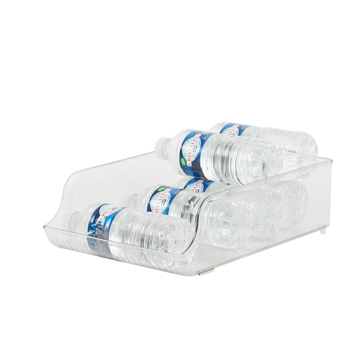 Distributeur de petites bouteilles d'eau en plastique transparent - ON  RANGE TOUT